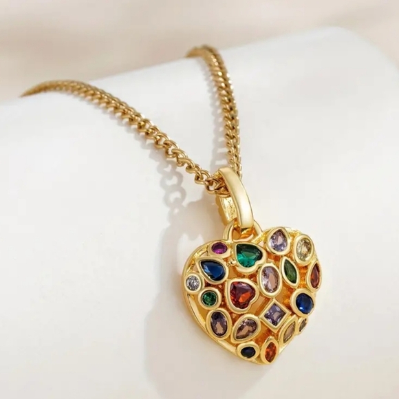 Jewelry - NEW! Heart ♥️ cute charm adorned with beautiful colored zirconias -BTQ